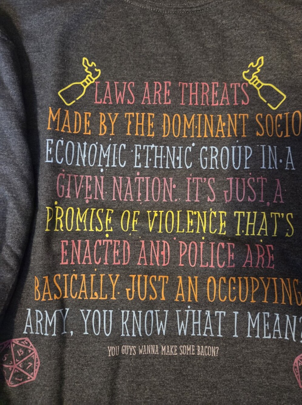 Gildan Charcoal Sweatshirt with Multicolor Text Print